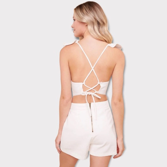 SUGAR+LIPS | White Denim Romper Size L - Picture 3 of 13